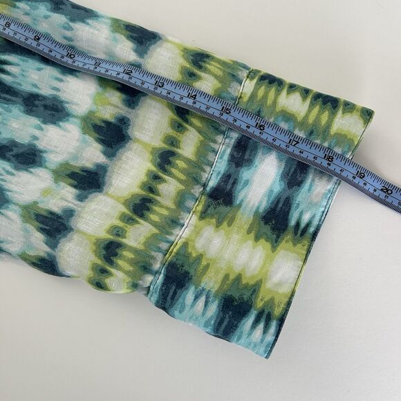 Chicos 100% Linen Shirt No Iron 4 Sz 20 Watercolor Button up Blouse 3/4 Sleeve - Picture 9 of 10